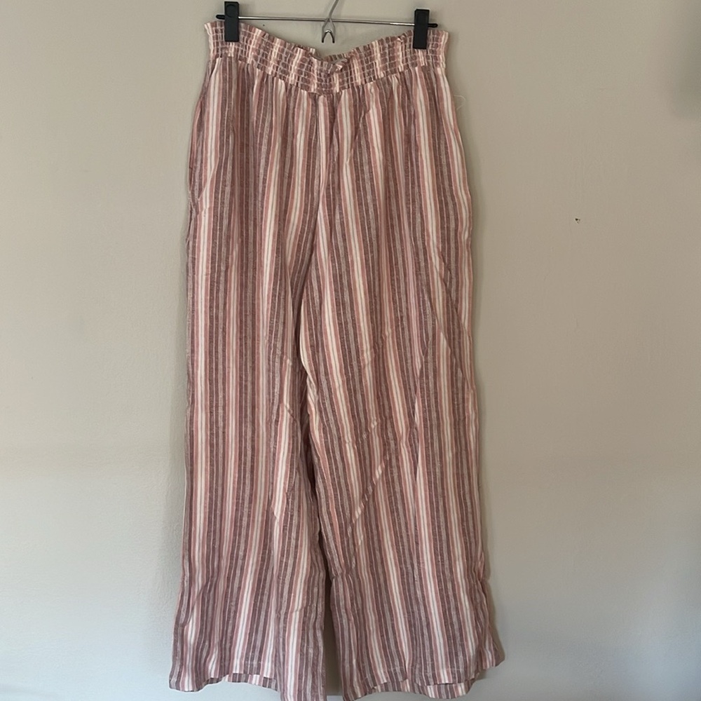 NWT Striped Pink and White Wide-Leg Pants Size XL
